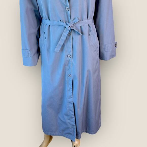 London Fog Vintage Maincoats Wool Blend Liner Trench Coat Hooded Womens 14 Blue - Picture 5 of 15